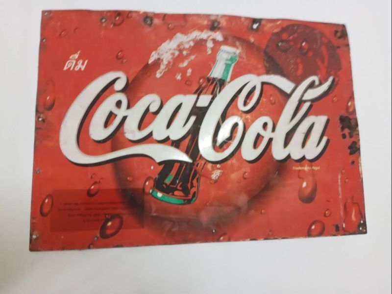 Vintage sign Coca Cola Zinc 2 sides Coke original old stock