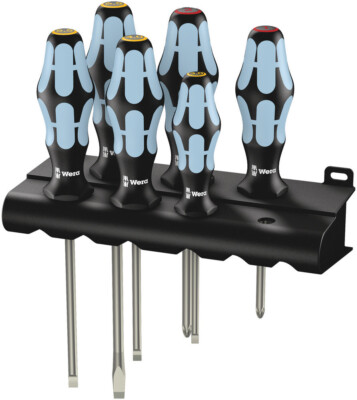 Wera 032060, 3334/6 Screwdriver Set, Stainless And Rack, 6 Pieces