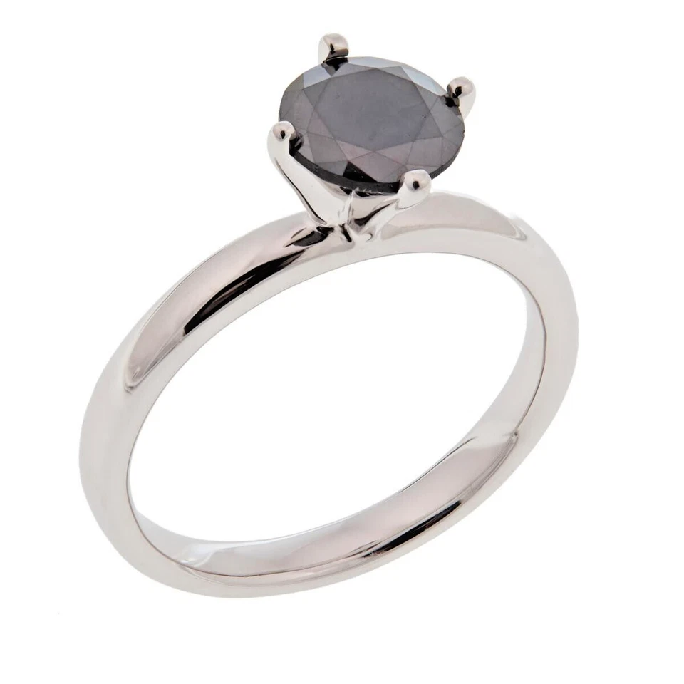 1ctw Natural Black Diamond Solitaire Ring in Sterling Silver Size 10, Womens New - Image 4 of 4