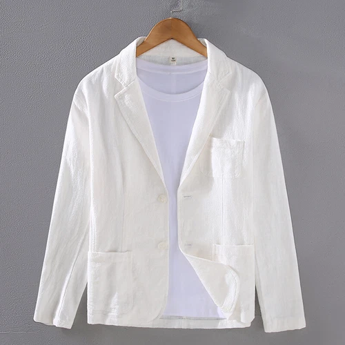 Men's Linen Cotton Jacket Summer Lightweight Casual Blazer Coat Breathable Soft - Picture 19 of 21