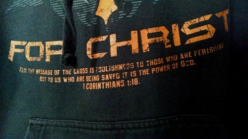 Black WARRIOR For CHRIST Pullover Sweatshirt Hoodie -Size XL Cross Jesus Hooded - Picture 6 of 18