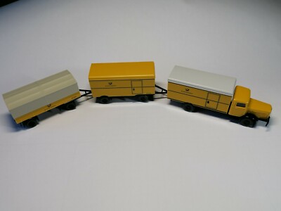 Wiking PMS Büssing 8000 Paket-Kraftwagen,-2-Anhäger (Koffer, Pritsche +Plane)