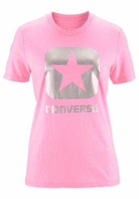 CONVERSE  All  Star  Damen  T-Shirt  Top  Print  Rosa  Silber Gr. XS  32/34  Neu