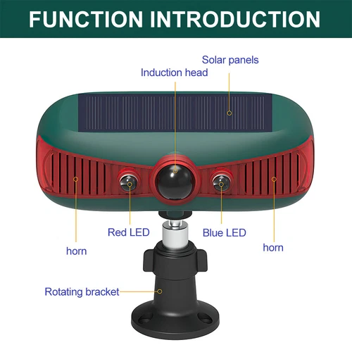 Sensor de movimiento solar exterior alarma de seguridad súper voz flash luz advertencia granja - Imagen 4 de 12