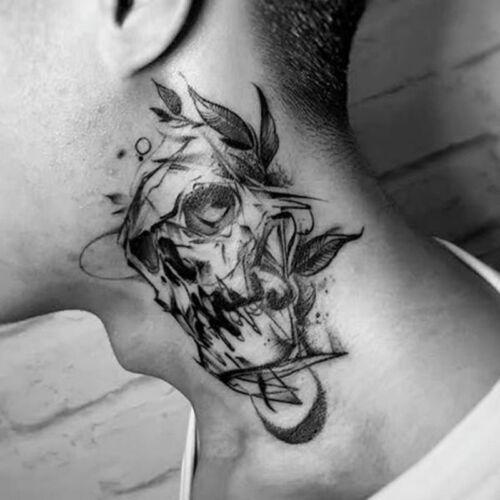 Terror Skull Fake Tattoos Men Women Neck Body Art Temporary Waterproof Sticker eBay