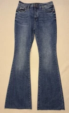 Judy Blue High Waist Control Top Flare Dark Wash Blue Jean 13/31 Tall-Raw Hem