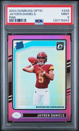 2024 PANINI DONRUSS OPTIC PINK #248 JAYDEN DANIELS ROOKIE RC PSA 9