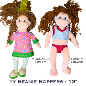 TY Beanie Boppers Lot of 2 Huggable Holly Giggly Gracie Red Hair 13" 