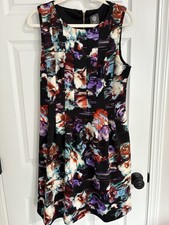 Vince Camuto Shift Dress Size 16 Black Floral