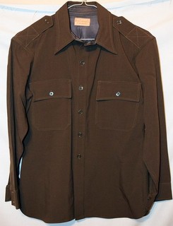 WWII US ARMY Vintage Chocolate Brown INDIANAPOLIS Officer's Wool Uniform Shirt