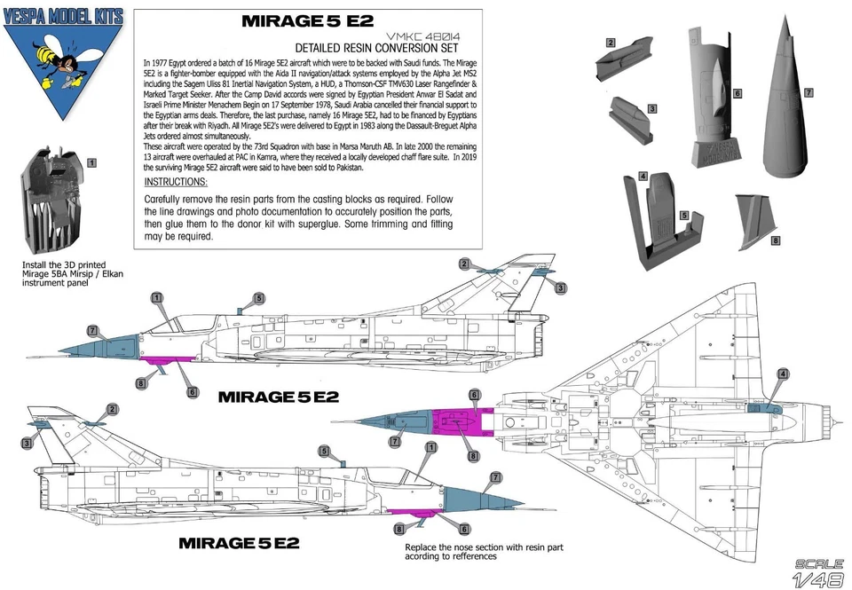 1/48 Mirage 5E-2 Egypt resin conversion set NEW 2025 - Image 2 of 2