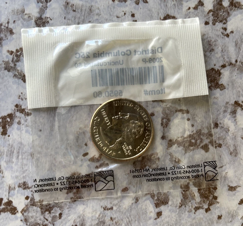 2009-P Uncirculated-60 District of Columbia Territory Quarter 25c Sealed Pack - Image 2 of 2