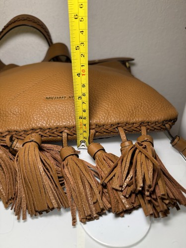 Michael Kors Camel Brown Tasseled Crossbody Purse Braid Strap Design Western - Picture 13 of 17