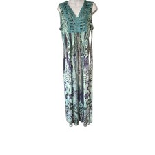 Apt 9 Women Lg Boho Geometric India Pattern Sequin V-Neck Sleeveless Maxi Dress