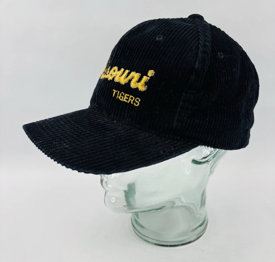 Sombrero/gorra de pana negra vintage de los 90 de los Tigres de Missouri por juego Foto 3 de 4