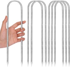 CEWOR 6 Pack 12 Inch Rebar Stakes, U Hook Galvanized Trampoline Stakes High Wind