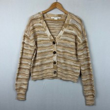 Veronica Beard Crochet Cardigan Brown/Gold Stripes 2112KN5419689 Women's Size M