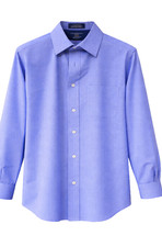 Stafford Wrinkle-Free Mens Light Blue Cotton Blend Pinstripe Dress Shirt Classic