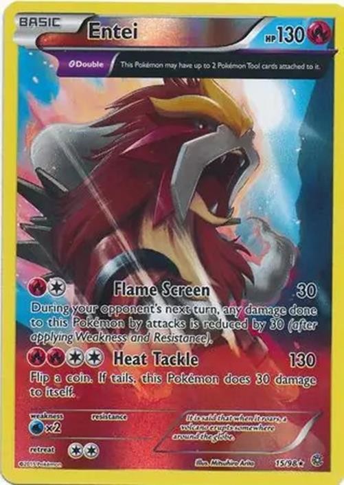 Entei - 15/98 - Pokemon Ancient Origins XY Reverse Holo Rare Card LP