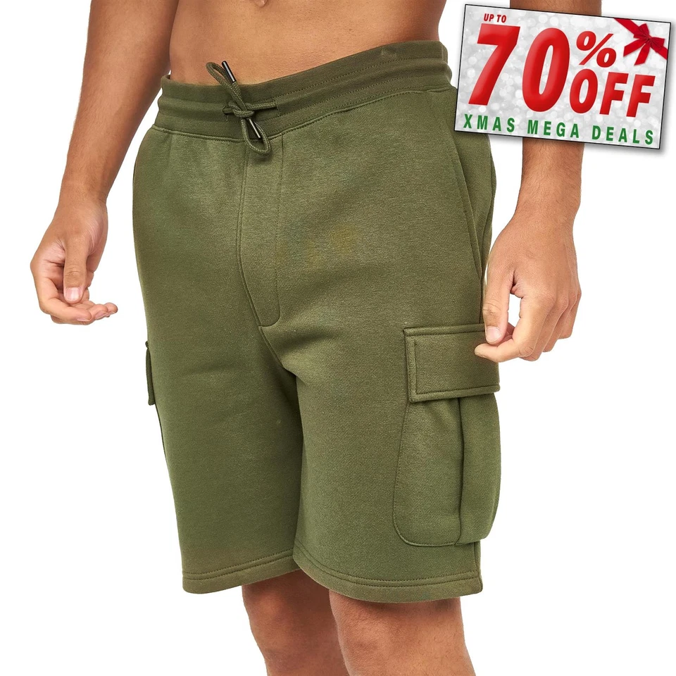 Crosshatch Seagaro Mens Cargo Jogger Comfort Casual Shorts Green