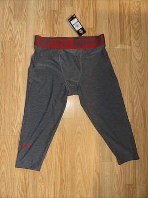 Under Armour Men Heat Gear Compression 3/4 Leggings XL Grey Red