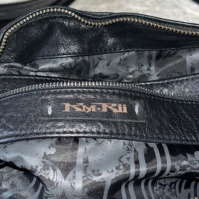 KMRii Shoulder Sling Hobo Bag Star Studded Black Leather New RARE