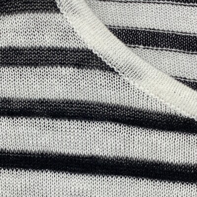 EILEEN FISHER Sweater PP Petite Striped Cropped Long Sleeve Pullover White Black