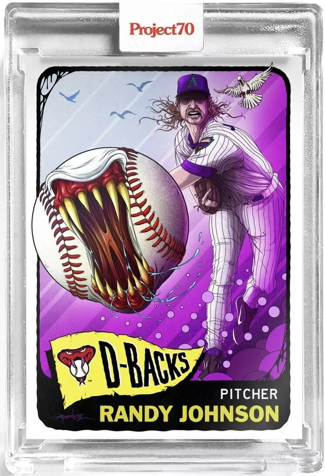 Randy Johnson SP /9292 by Alex Pardee 2021 Topps Project 70 Card #214 D-Backs ☆ - Image 2 of 4