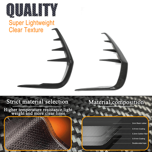 For Infiniti Q60 2016-22 Real Carbon Rear Bumper Side Vent C Blade Trim Canards - Picture 8 of 11
