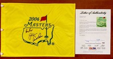 ARNOLD PALMER + JACK NICKLAUS + GARY PLAYER Signed 2006 MASTERS FLAG PSA/DNA LOA