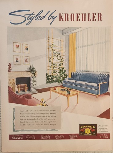1941 Styled by Kroehler furniture Vintage ad 14 x 10