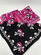 PIRATE Skull BANDANA Covers Nose Mouth Neck of Dog 2Pink  2 BlackHeadband NEW 