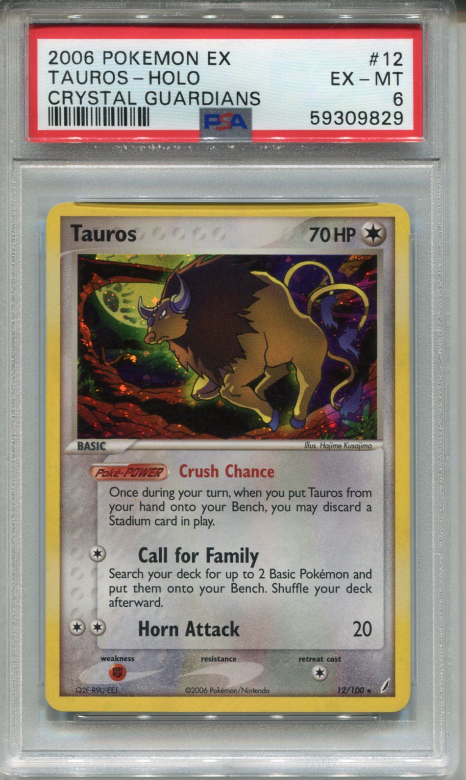 Pokemon Ex Crystal Guardians #12 Tauros Holo PSA 6