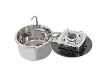 Cucina A Gas 1 Fiamma Con Lavello Piastra In Vetro 1750W 30Mbar Yacht Barca