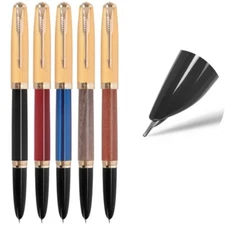 2025 Jinhao 85 Metal/Wood Fountain Pen Extra Fine Nib 0.38mm Converter Writing