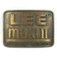 Vintage Lee Auto Oil Filter Brass Tone Belt Buckle Maxi II Packs More Protection