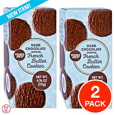 2Pack Trader Joes Dark Chocolate Dipped French Butter Cookies   