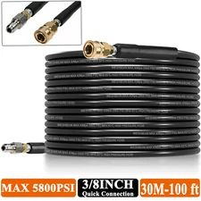 High Pressure Washer Hose 25/50/100' 5800PSI 3/8" QC Power Washer Extension Tube
