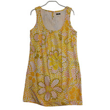J. Crew Dress Womens size 4 Yellow Floral Cotton Popover Vintage Flowern Pockets