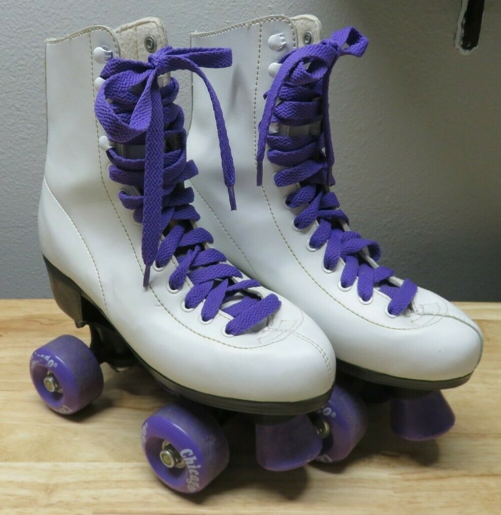 White With Purple Laces & Wheels Us 6