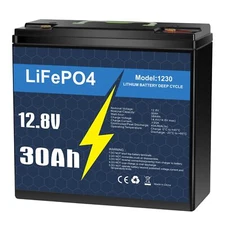 12V 30Ah LiFePO4 Deep Cycle Lithium Battery for Trolling Motor, Golf Gart