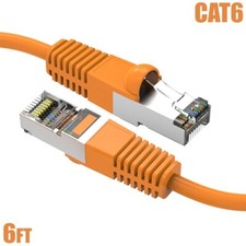 6FT Cat6 RJ45 Network Ethernet Router SSTP Shielded Patch Cable 26AWG Orange
