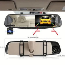Bileeko 4.3 Inch Large Screen Rearview Mirror Dash Cam Dual Lens HD 1080P