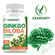 Ginkgo Biloba Capsules 120mg - Brain Health, Improved Memory and Concentration