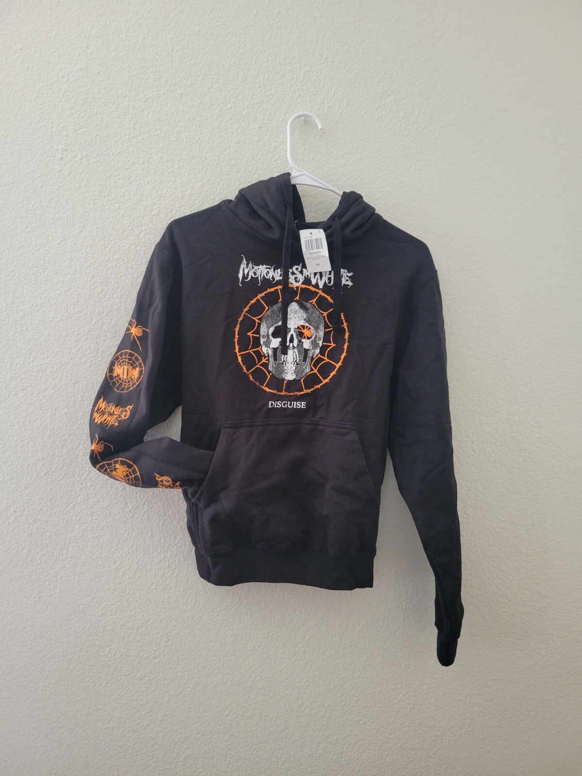 Rare Emo Metal Motionless In White Disguise Black Orange Skull Spider Hoodie  | eBay