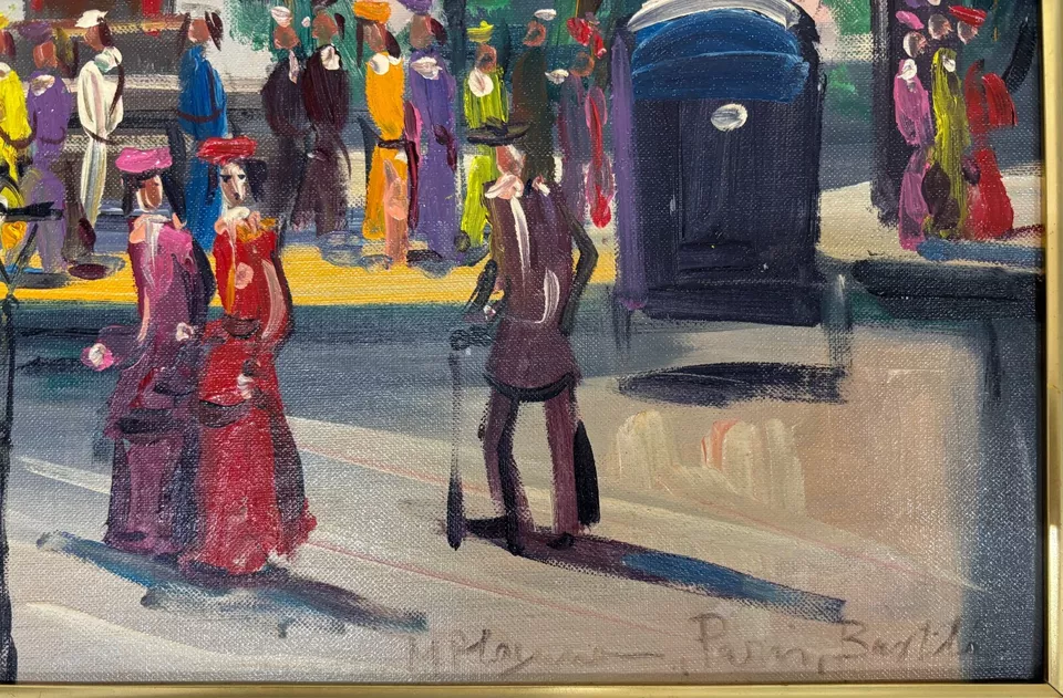 Escena callejera vintage modernista de la escuela francesa de París, firmada Foto 4 de 4