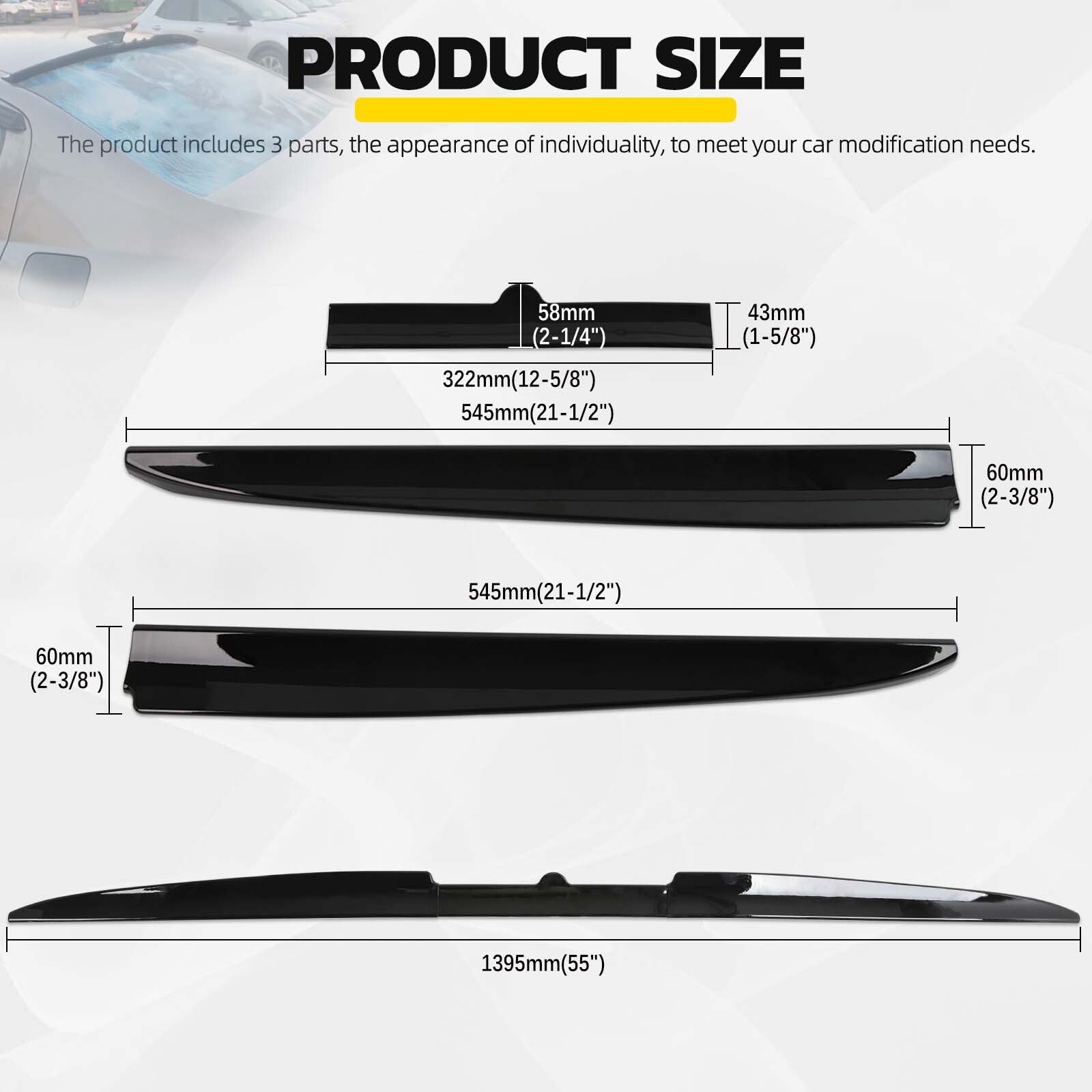 For Maserati GranTurismo Car Rear Roof Lip Spoiler Tail Trunk Wing+Rear Diffuser