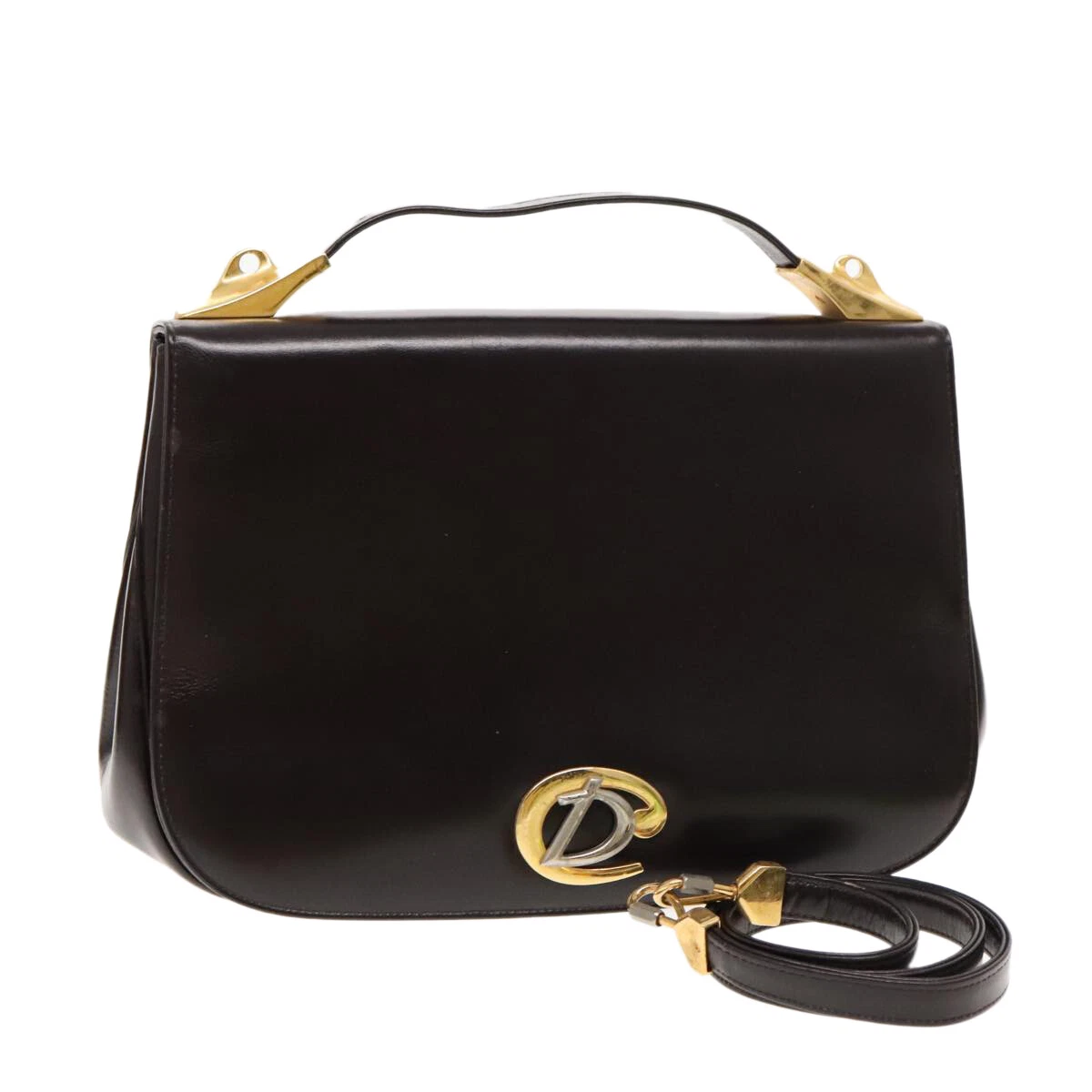 Sac à main Christian Dior cuir 2 voies marron doré authentique ep5749
