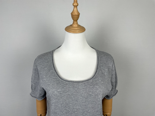 Max Mara Basic Gray Short Sleeve Buttons Knit Round Neck T-Shirt Sz M - Picture 2 of 14