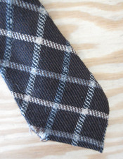 VINTAGE Burberry Neck Tie Men Gray Wool Check Formal Business Designer England 